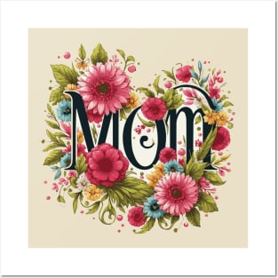 Worlds Best Mom Heart and Flowers Posters and Art